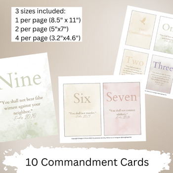 Preview of Ten Commandments Flash Cards, 10 Commandments Memorization Cards