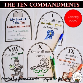 Ten Commandments Posters and Coloring Pages | TPT