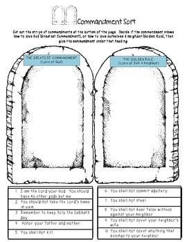Ten Commandments Study guide and Activity Sort by Nurturing Learners