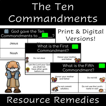 Preview of Ten Commandments Task Cards for Google Classroom | Print & Digital