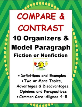 Preview of Ten Compare and Contrast Charts and Paragraph Instructions