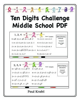 Preview of Ten Digits Challenge - Middle School PDF