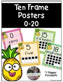 Ten Frame Posters 0-20 in Tropical Pineapple Theme