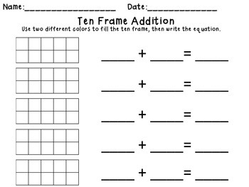 Ten Frame Addition by Mrs Summerbell | TPT