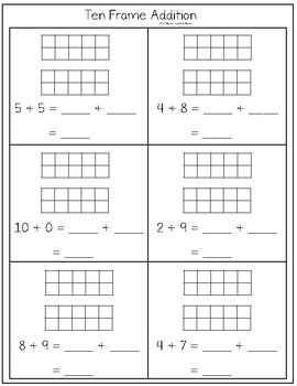 Ten Frame Addition Practice Pages by Boy Mama Teacher Mama | TpT