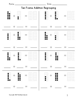 Ten Frame Addition Regrouping Sums to 20 by KAMG Creations | TpT