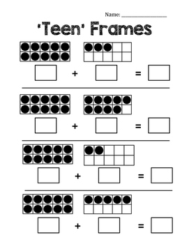 Preview of Ten Frame Addition for Teen Numbers