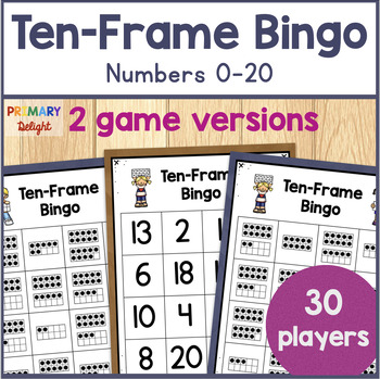 Preview of Ten Frame Bingo Game to 20 with Double Ten Frame Boards for Number Sense Game