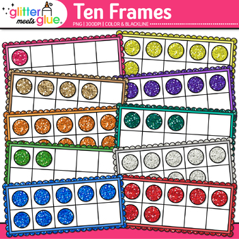 Preview of Ten Frame Clipart: Cute Kindergarten Place Value & Number Sense Clip Art PNG