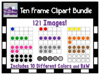 Preview of Ten Frame Clipart Graphics | Primary Colors | 121 Images | Huge Seller Set