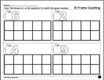 ten frame counting kindergarten math worksheets google slides blended