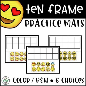Preview of Ten Frame Emoji Practice Mats