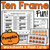 Pumpkin Fall Ten Frame Math, Counting Worksheets, Kinderga