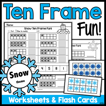 Preview of Winter Ten Frames, Winter Activities, Worksheets, Flash Cards, Kindergarten, 1st