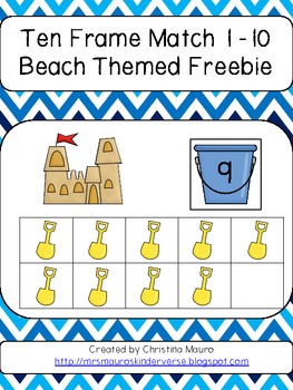 Ten Frame Match 1 - 10 Beach Themed {FREEBIE}