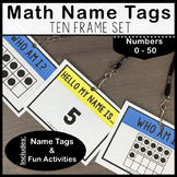 Ten Frame Math Name Tags - Numbers 0 - 50