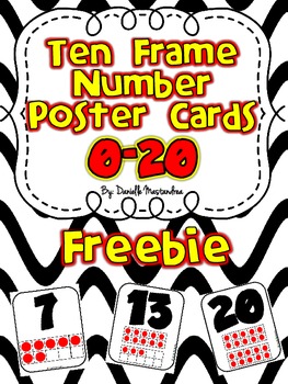 Preview of Ten Frame Number Poster Cards 0-20 {FREEBIE}