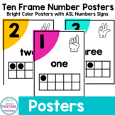 Ten Frame Number Posters (Bright Color Posters with ASL Nu