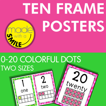 Preview of Ten Frame Posters (0-20) Colorful Dots