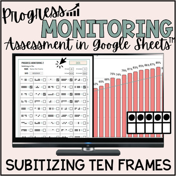 Preview of Ten Frame Subitizing Assessment Progress Monitoring Tracking Tool Google Sheets™