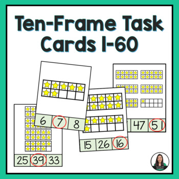 Preview of Ten Frame Task Cards 1-60 | Develop Number Sense and Place Value