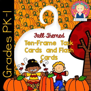 Preview of TEN FRAMES AND TASK CARDS - PUMPKIN THEMED