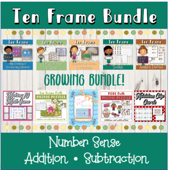 Preview of Math Ten Frame activities bundle number sense, add, subtract