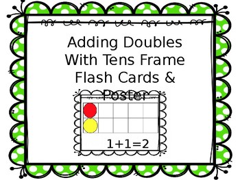 Preview of Ten Frame adding doubles 1-10 flash cards & posters