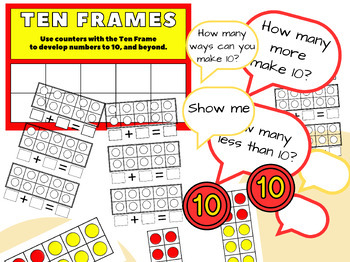 Preview of Ten Frame templates,number bond worksheets, math talk, visual Math, CPA