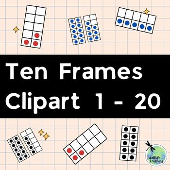 Preview of Ten Frames 1-20 CLIPART | Red, Blue, and Black | Math / Numbers / Visual