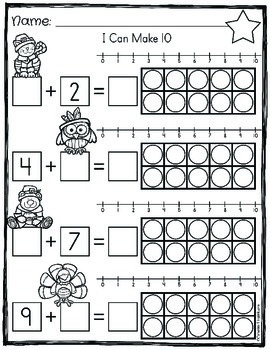 Ten Frame Addition Worksheets by Catherine S | TPT
