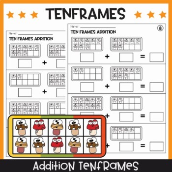 Preview of Ten Frames Addition to 20 Autumn Theme Worksheets