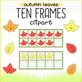 Ten Frames Clipart - Autumn Leaves in the Grass