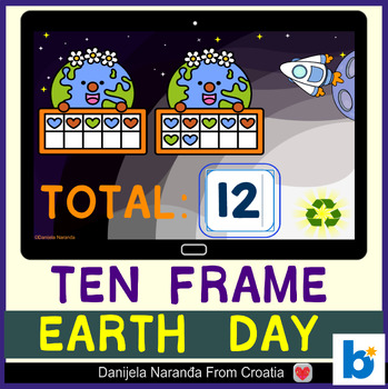 Preview of Ten Frames Counting 10-20 Earth Day MATH Boom ™ Cards