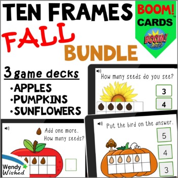 Preview of Ten Frames Fall Bundle of Subitizing BOOM Card Math Digital Task Cards