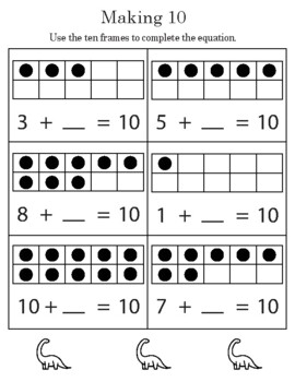 Ten Frames Making 10 Worksheets by Owl School Studio | TPT