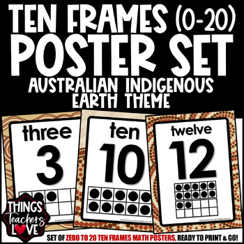 Preview of Ten Frames Math Posters 0 to 20 - AUSTRALIAN INDIGENOUS - EARTH THEME