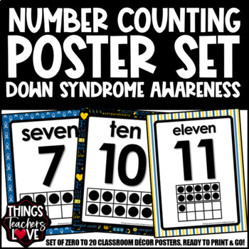 Preview of Ten Frames Math Posters 0 to 20 - DOWN SYNDROME AWARENESS CLASSROOM DECOR