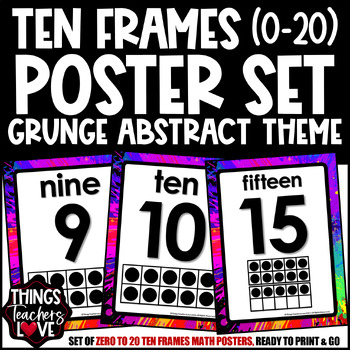 Preview of Ten Frames Math Posters 0 to 20 - GRUNGE ABSTRACT CLASSROOM DECOR