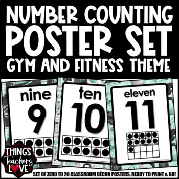 Preview of Ten Frames Math Posters 0 to 20 - GYM AND FITNESS CLASSROOM DECOR