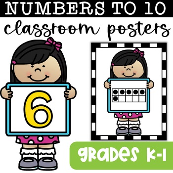 Preview of Ten-Frames + Numbers to 10 | Kindergarten Math Posters & Worksheets