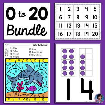 Preview of Numbers Lines 1 to 20 Tracing & Writing Charts, Games and Color by Teen Number