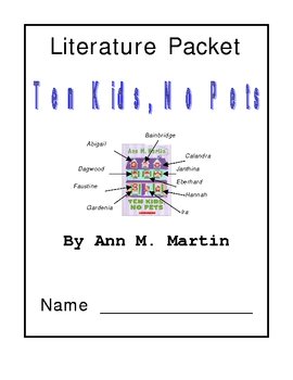 Preview of Ten Kids, No Pets - 27 page Literature and Activity Packet