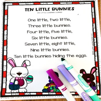 Preview of Ten Little Bunnies Easter Poem for Kids