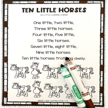 Preview of Ten Little Horses - Horse Poem for Kids