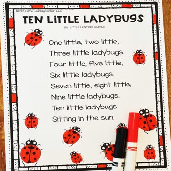 Preview of Ten Little Ladybugs Summer Poem | Bugs and Insects
