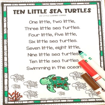 Preview of Ten Little Sea Turtles Ocean Poem