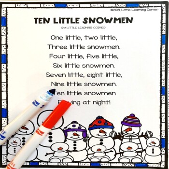 Preview of Ten Little Snowmen | Winter poem for kids