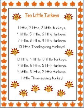 Ten Little Turkeys Poem by Miss Jackie's Education at Home | TpT