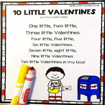 Ten Little Valentines Poem by Little Learning Corner | TpT